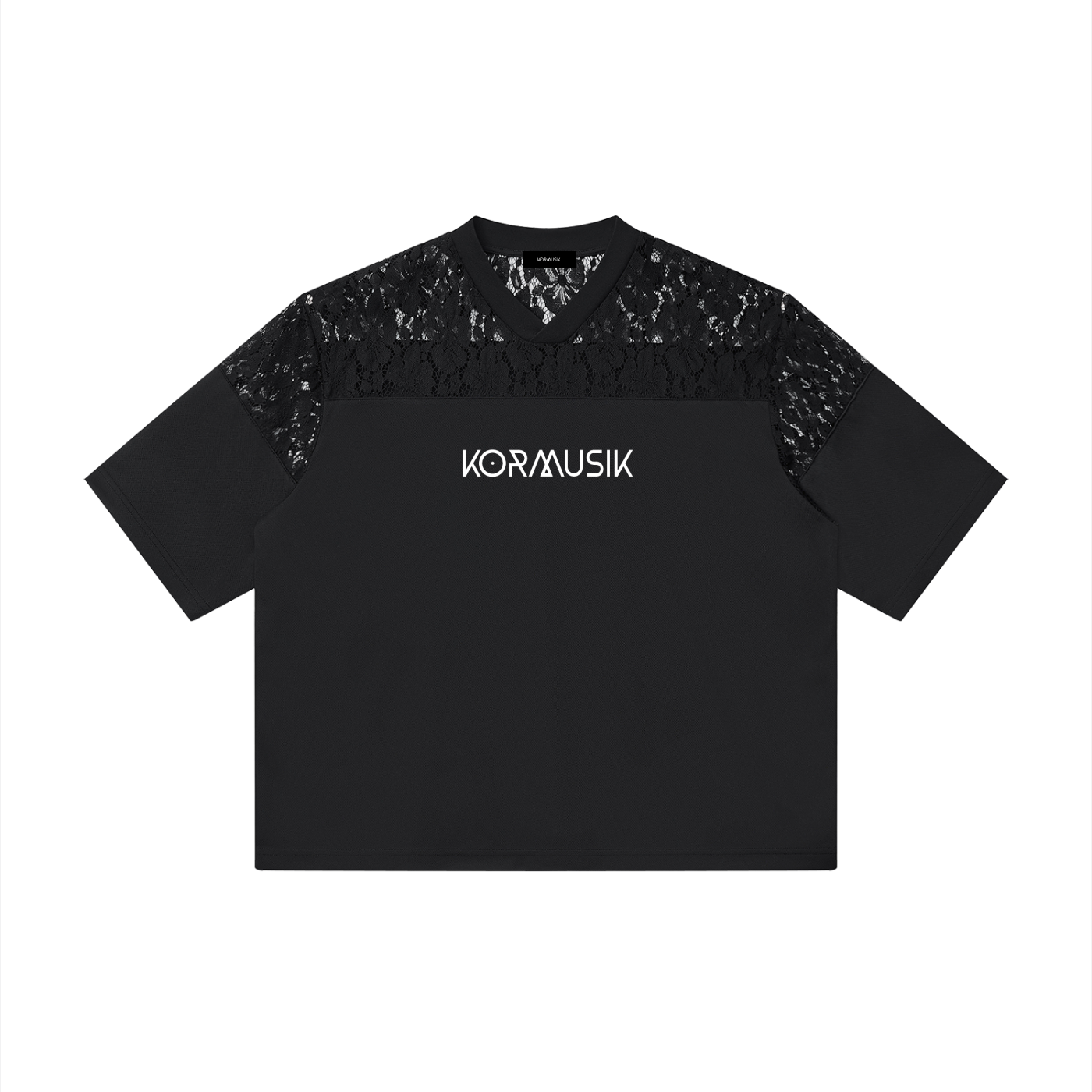 KRW053 Unisex Lace Paneling V-Neck T-Shirt
