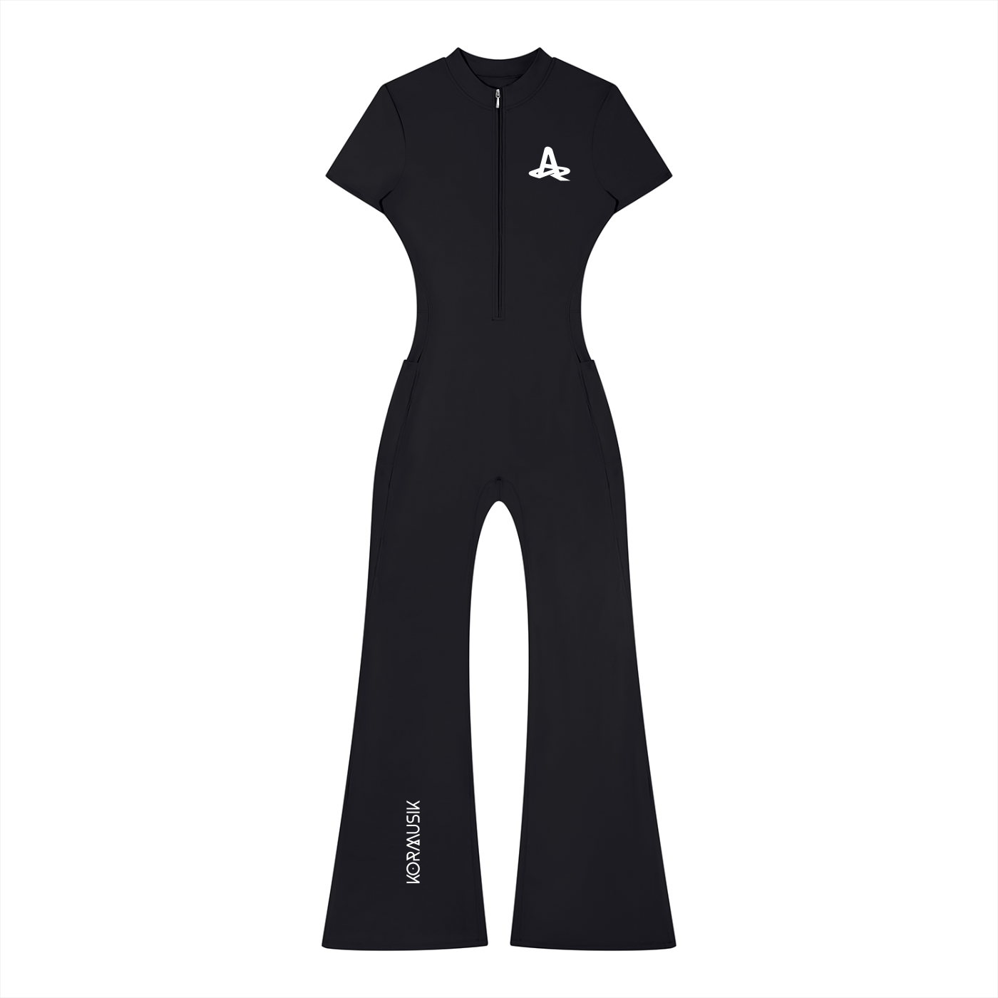 KRW050 KRW x Chunq Women’s Tight Flared Leg Quarter-Zip Jumpsuit